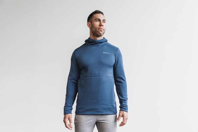 Nobull Performance Pullover Men's Hoodie Blue | 95371LNEQ