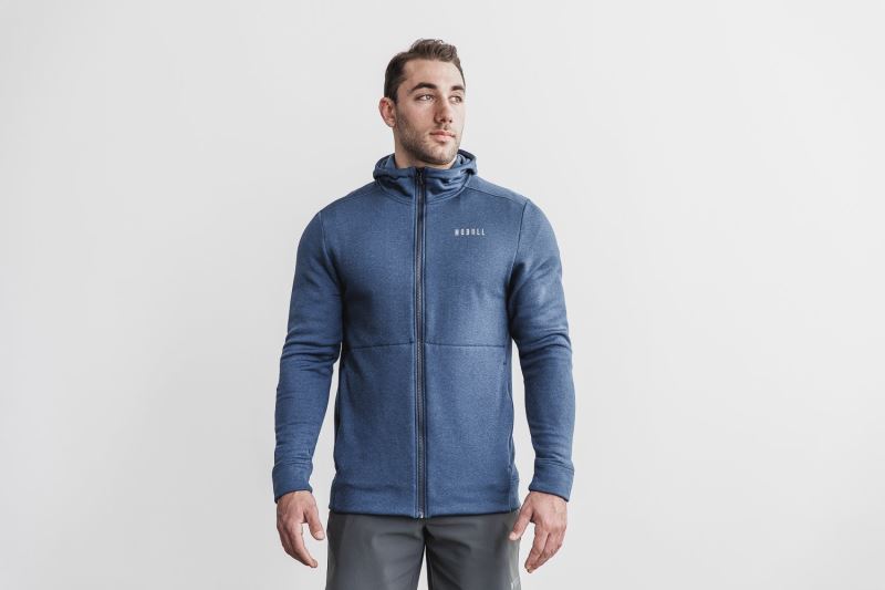 Nobull Performance Zip-Up Men's Hoodie Blue | 73569PYHO