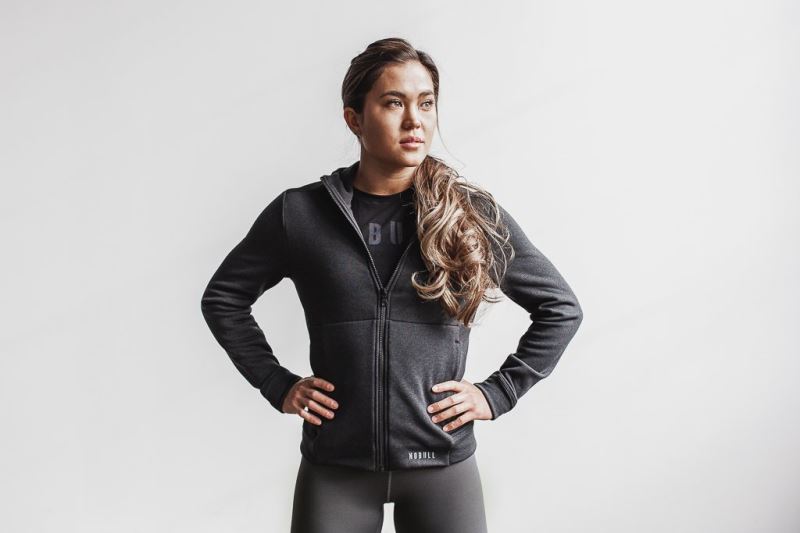 Nobull Performance Zip-Up Women's Hoodie Deep Grey | 81749QWHA