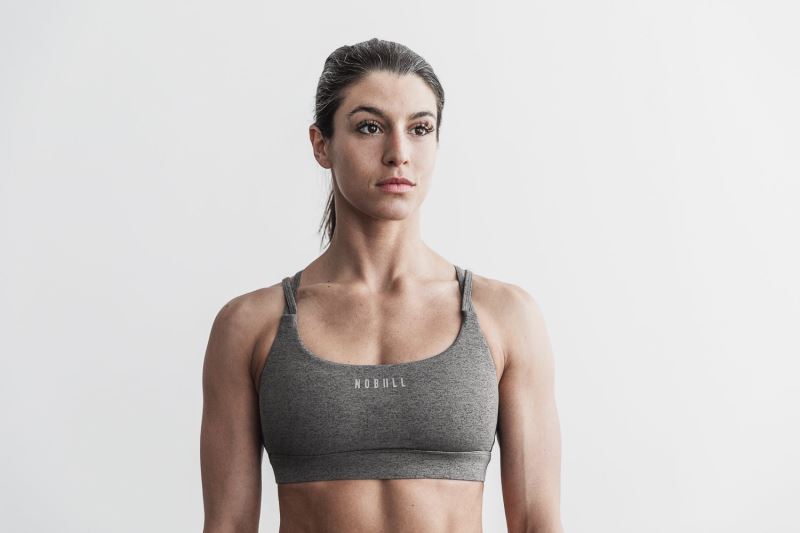 Nobull Plush Heather Women's Sports Bra Grey | 24601MFBV