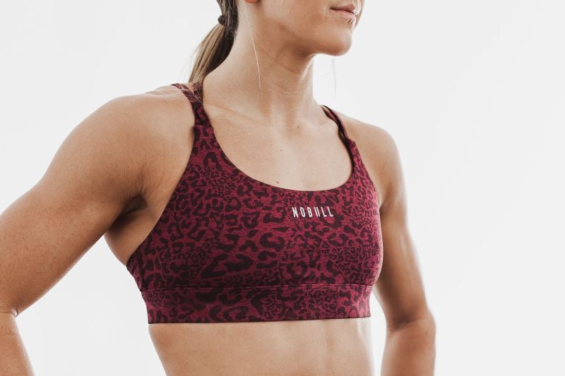 Nobull Plush Heather Women's Sports Bra Leopard | 32450VPSQ