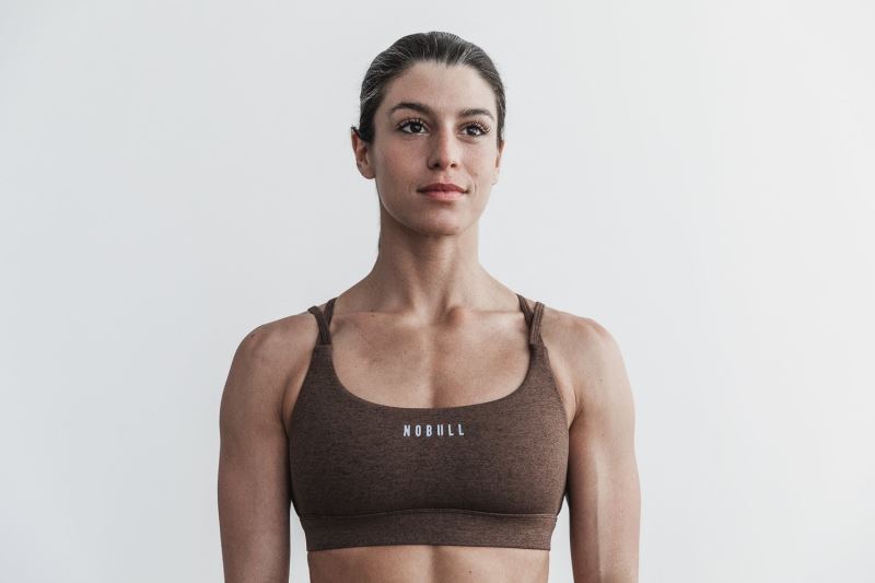 Nobull Plush Heather Women's Sports Bra Brown | 32809GLXM