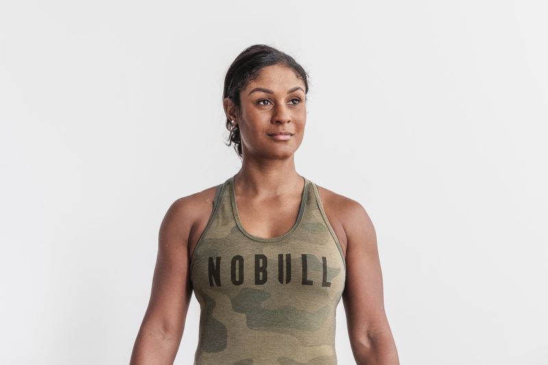 Nobull Racerback Camo Women's Tanks Camouflage | 61587EOWB