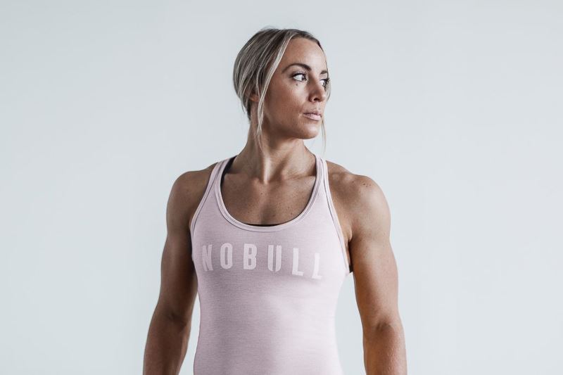 Nobull Racerback Seasonal Colors Women's Tanks Rose | 18970MYBJ