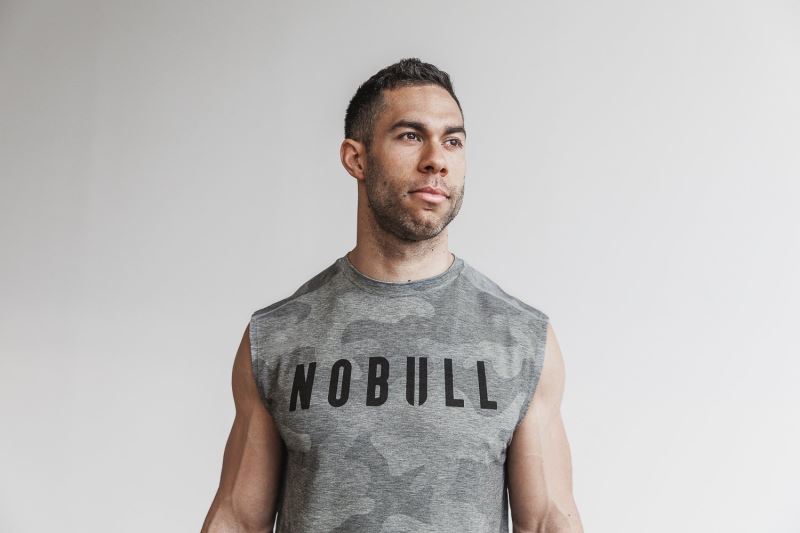 Nobull Sleeveless Camo Men's T Shirts Camouflage | 07831PDJG