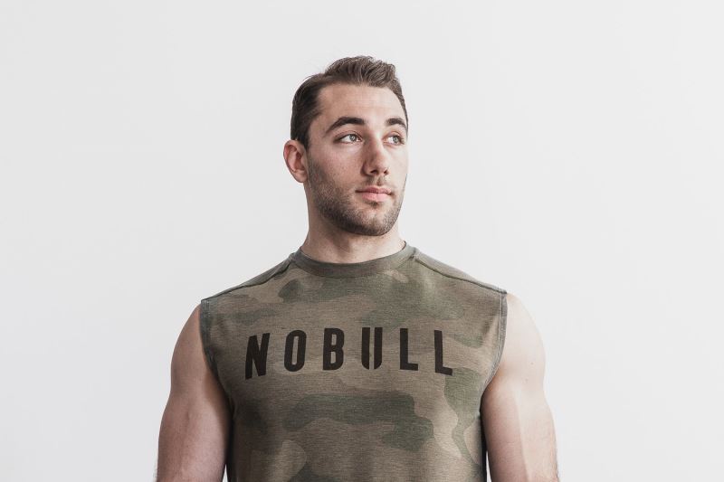 Nobull Sleeveless Camo Men's T Shirts Camouflage | 81523BTIS