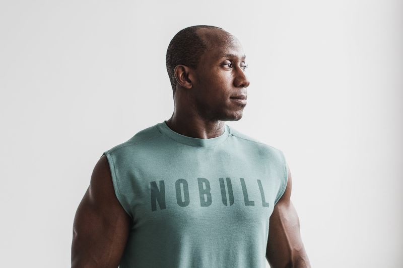 Nobull Sleeveless Men's T Shirts Blue | 76153COMB