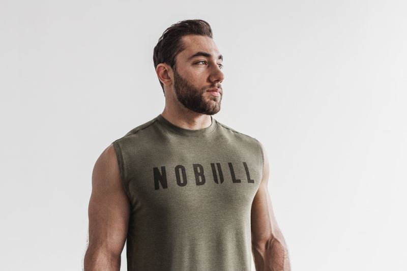 Nobull Sleeveless Men's T Shirts Green | 34670JEIW