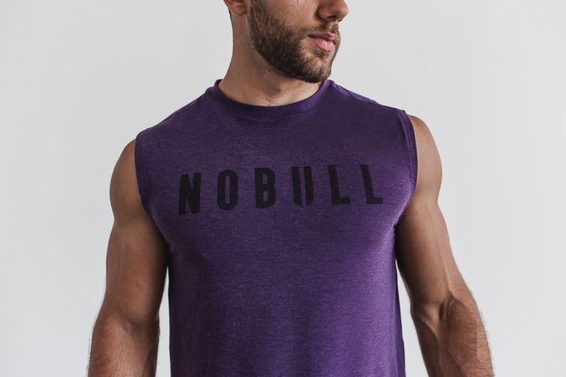 Nobull Sleeveless Men's T Shirts Purple | 46175FNDL