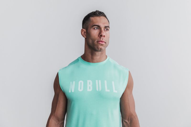 Nobull Sleeveless Men's T Shirts Turquoise | 01945AMOB