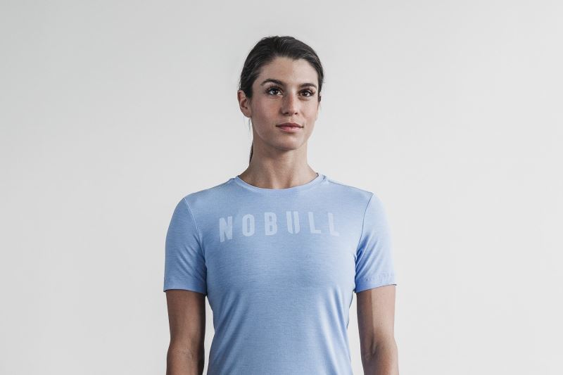 Nobull Slim Fit Women's T Shirts Blue | 91284NRCI