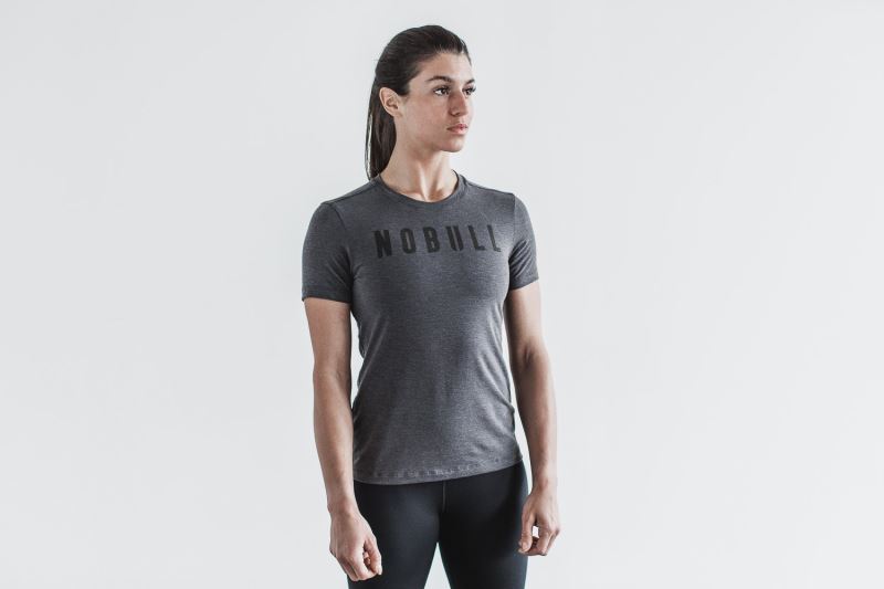 Nobull Slim Fit Women's T Shirts Deep Grey | 36754NGUD