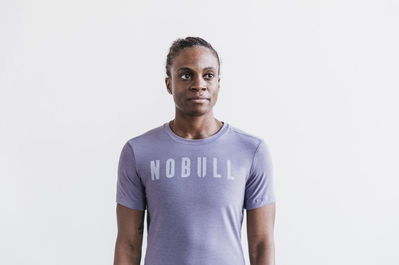 Nobull Slim Fit Women's T Shirts Lavender | 53084ETSQ