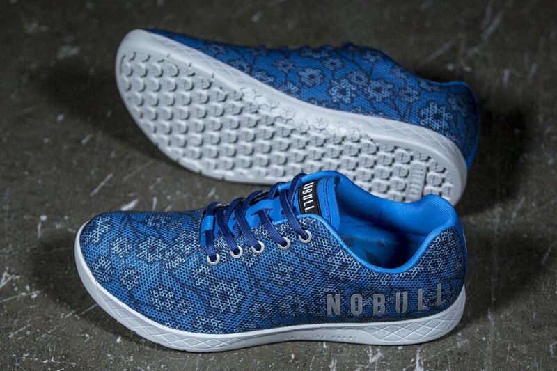 Nobull Spring Floral Men's Trainers Blue | 14239SXHN