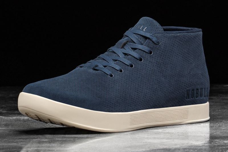 Nobull Suede Mid Men's Trainers Navy White | 16908EDLA