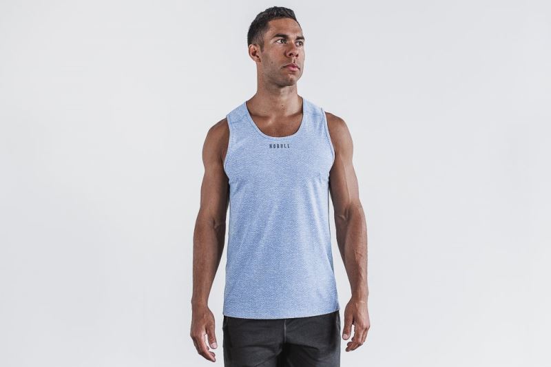 Nobull Textured Men's Tanks Blue | 69457WLDZ