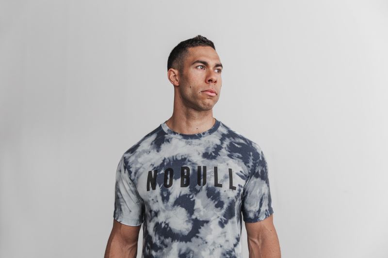 Nobull Tie-Dye Men's T Shirts Blue | 95260PCKF