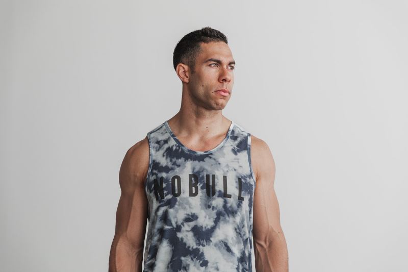 Nobull Tie-Dye Men's Tanks Blue | 53024PVUR