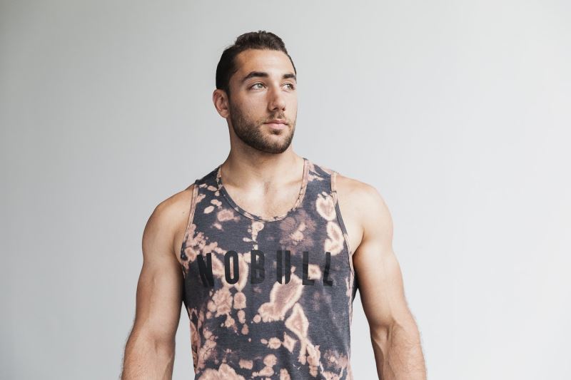 Nobull Tie-Dye Men's Tanks Brown Black | 54327GKXA