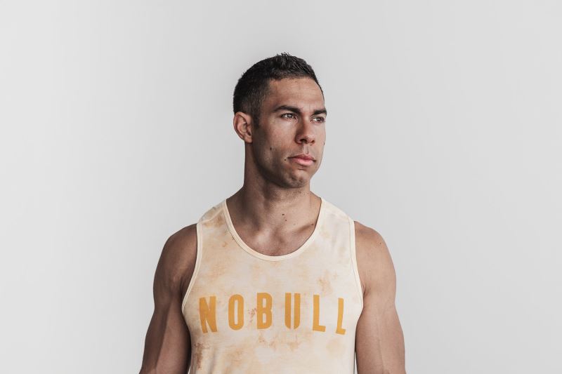 Nobull Tie-Dye Men's Tanks Yellow | 57024CAKL