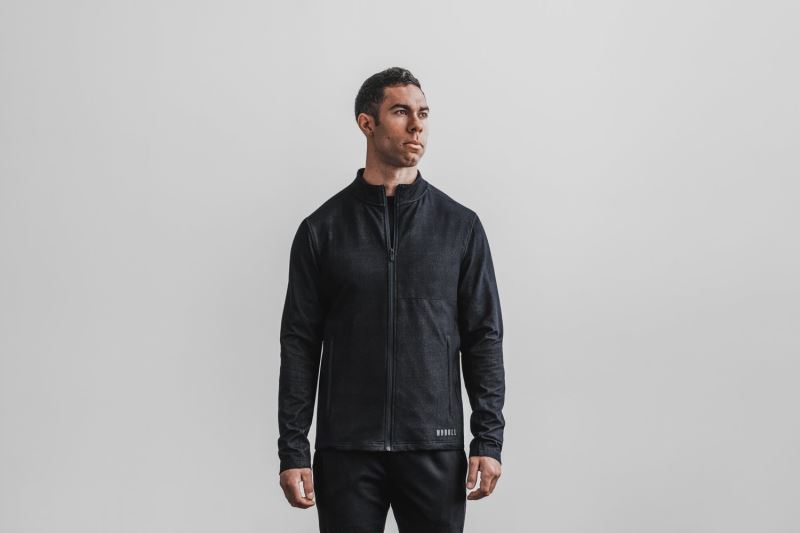 Nobull Twill Zip-Up Men's Jackets Black | 80527XWPR