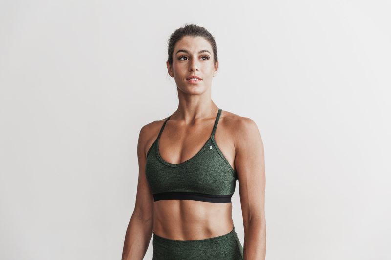 Nobull V-Neck Matte Women's Sports Bra Green | 02896VXZO