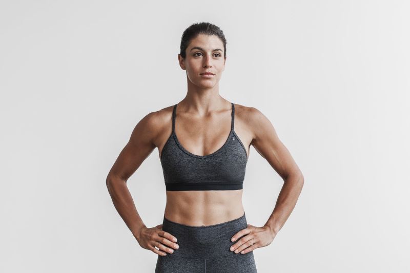 Nobull V-Neck Matte Women's Sports Bra Grey | 59781IUYN