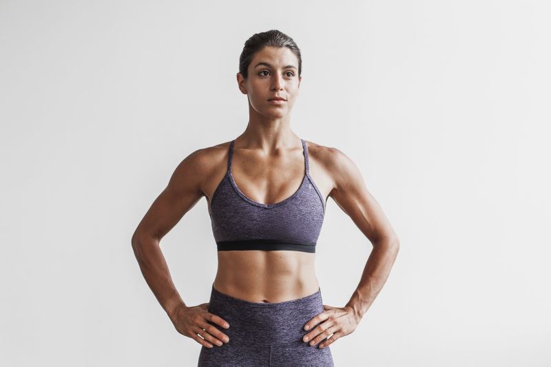 Nobull V-Neck Matte Women's Sports Bra Lavender | 19802LUGS