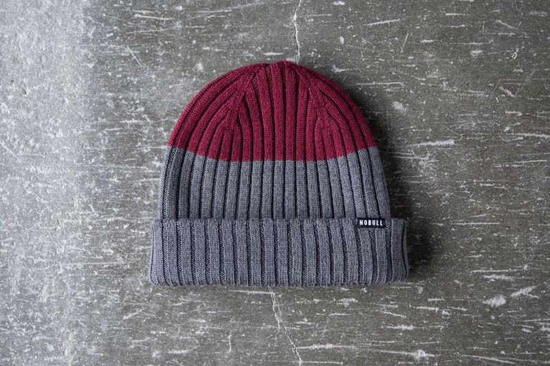 Nobull Watch Cap Men's Beanie Dark Red Grey | 80741JWBV