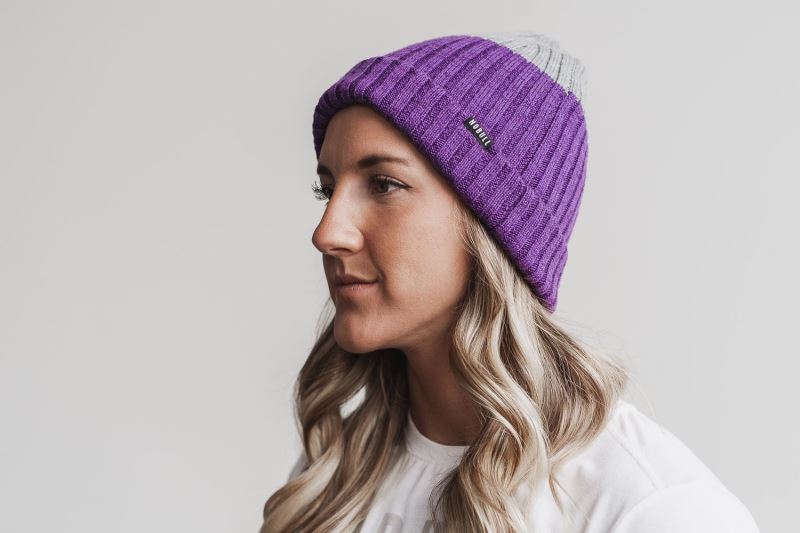 Nobull Watch Cap Women's Beanie Purple Grey | 61943UGNV