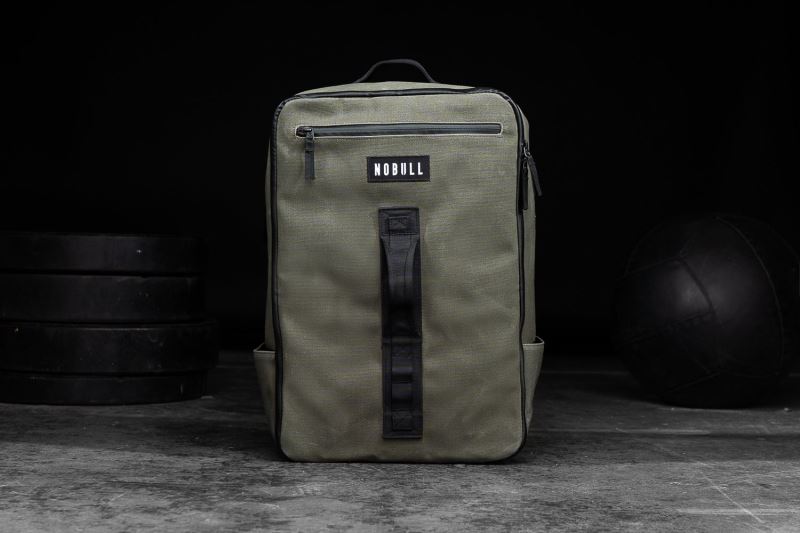 Nobull Waxed Canvas Backpack Men's Bags Olive | 57639NMXH