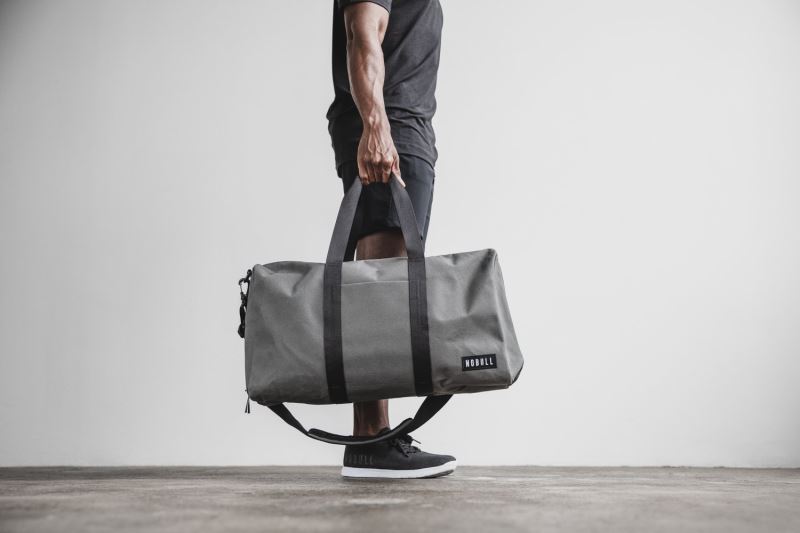 Nobull Waxed Canvas Duffle Men's Bags Grey | 26190KQAJ