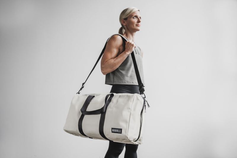 Nobull Waxed Canvas Duffle Women's Bags White | 76304EGTY