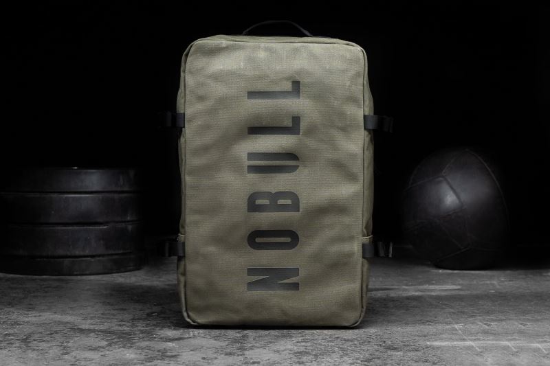 Nobull Waxed Canvas Duffleback Men's Bags Olive | 09365EOKL